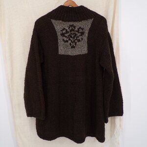 Peruvian Connection Women's Chunky Knit Cardigan Wool Sweater - brown, size M